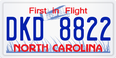 NC license plate DKD8822