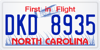 NC license plate DKD8935