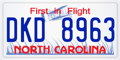 NC license plate DKD8963