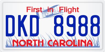 NC license plate DKD8988