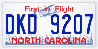 NC license plate DKD9207
