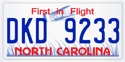 NC license plate DKD9233
