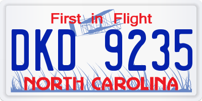 NC license plate DKD9235