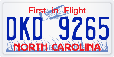 NC license plate DKD9265