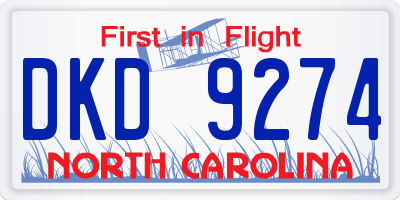 NC license plate DKD9274