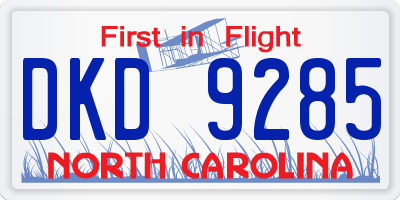 NC license plate DKD9285
