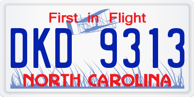 NC license plate DKD9313