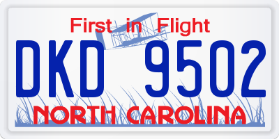 NC license plate DKD9502