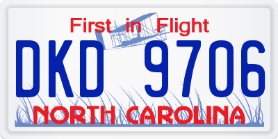 NC license plate DKD9706