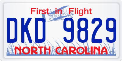 NC license plate DKD9829