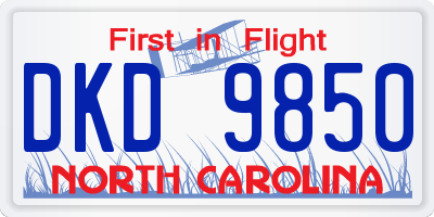 NC license plate DKD9850