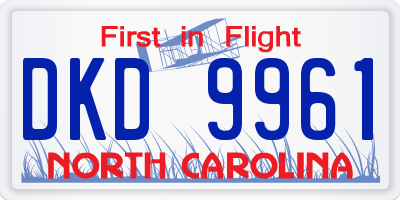 NC license plate DKD9961