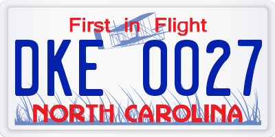 NC license plate DKE0027
