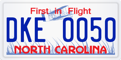 NC license plate DKE0050
