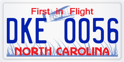 NC license plate DKE0056