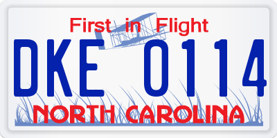 NC license plate DKE0114