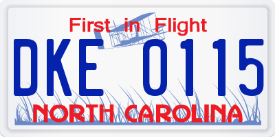 NC license plate DKE0115
