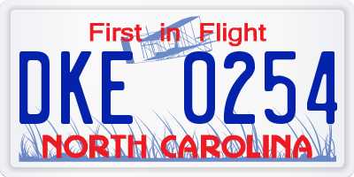 NC license plate DKE0254