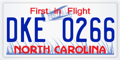 NC license plate DKE0266