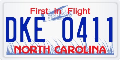 NC license plate DKE0411