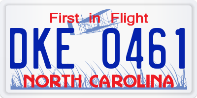 NC license plate DKE0461