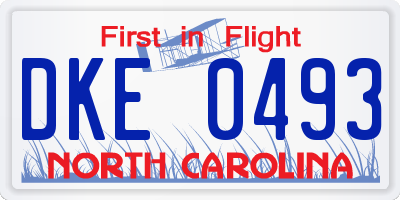 NC license plate DKE0493
