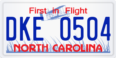 NC license plate DKE0504
