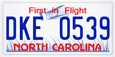 NC license plate DKE0539