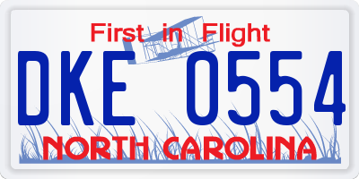 NC license plate DKE0554