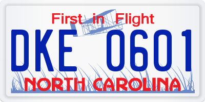 NC license plate DKE0601