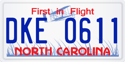 NC license plate DKE0611
