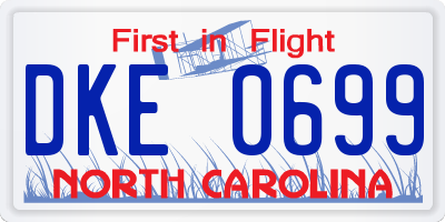 NC license plate DKE0699