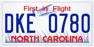 NC license plate DKE0780