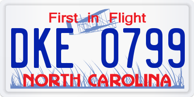 NC license plate DKE0799