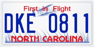 NC license plate DKE0811