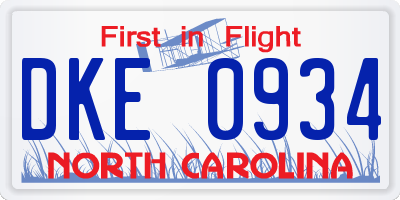 NC license plate DKE0934
