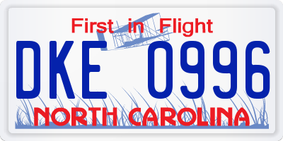 NC license plate DKE0996