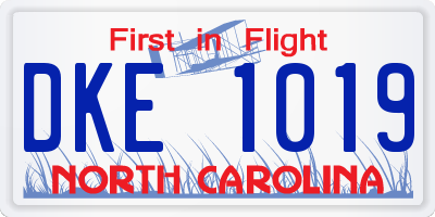 NC license plate DKE1019