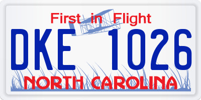 NC license plate DKE1026