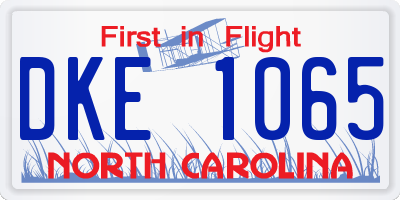 NC license plate DKE1065