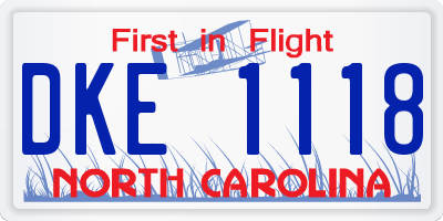 NC license plate DKE1118