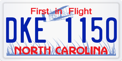 NC license plate DKE1150