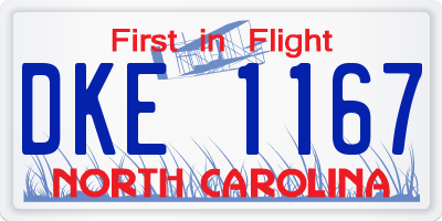 NC license plate DKE1167