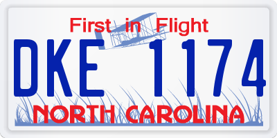 NC license plate DKE1174