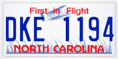 NC license plate DKE1194