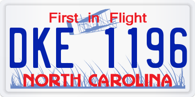 NC license plate DKE1196