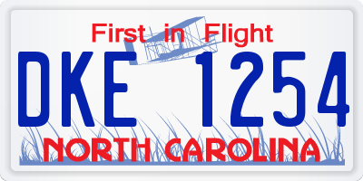 NC license plate DKE1254