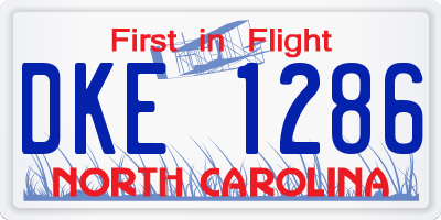 NC license plate DKE1286