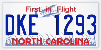 NC license plate DKE1293