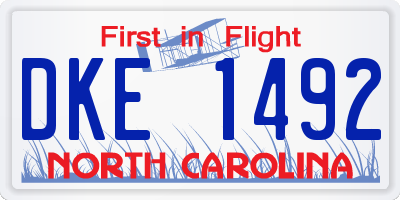 NC license plate DKE1492